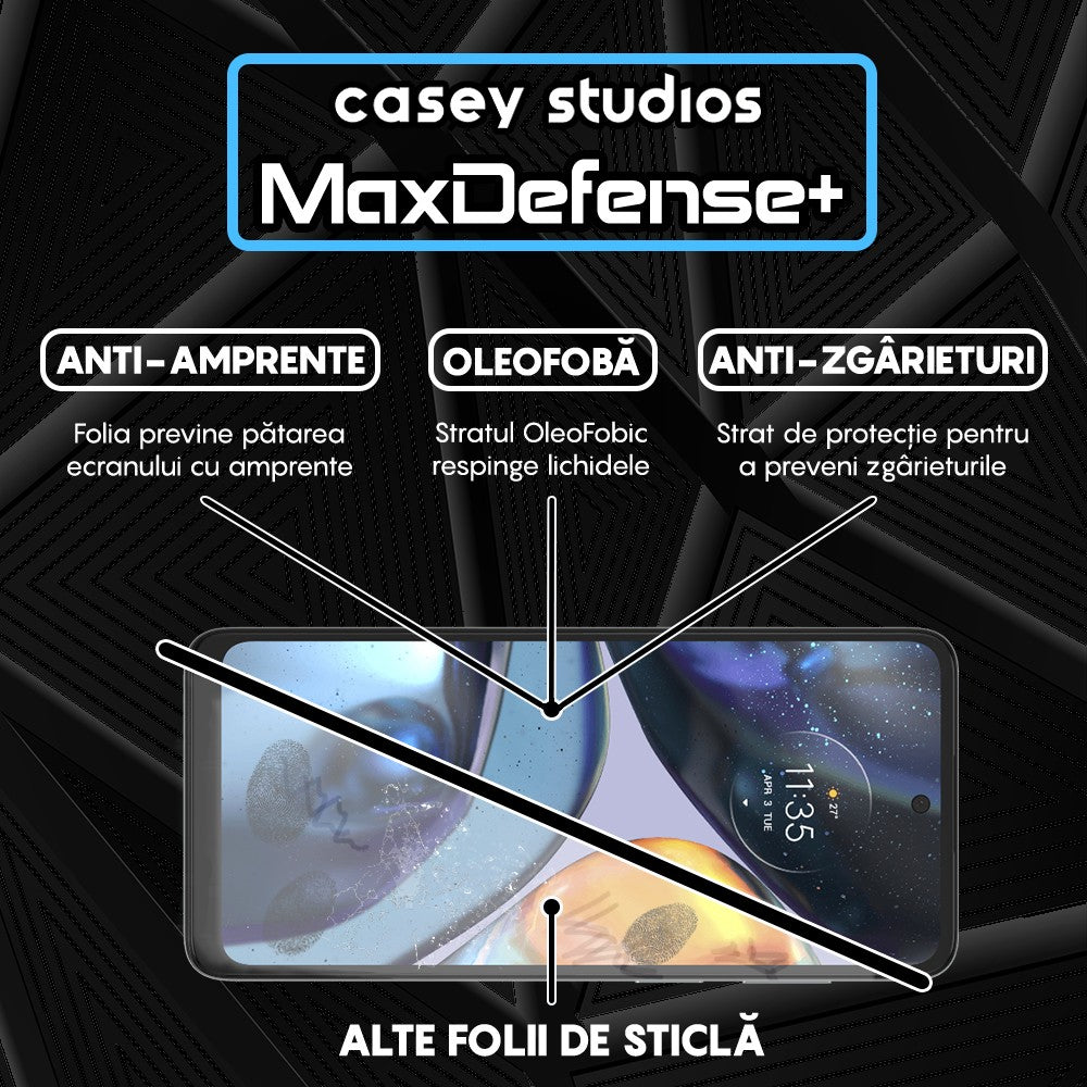 Folie Sticla MaxDefense+ - Motorola Moto G22 - Negru