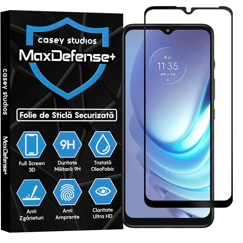 Folie Sticla MaxDefense+ - Motorola Moto G50 - Negru