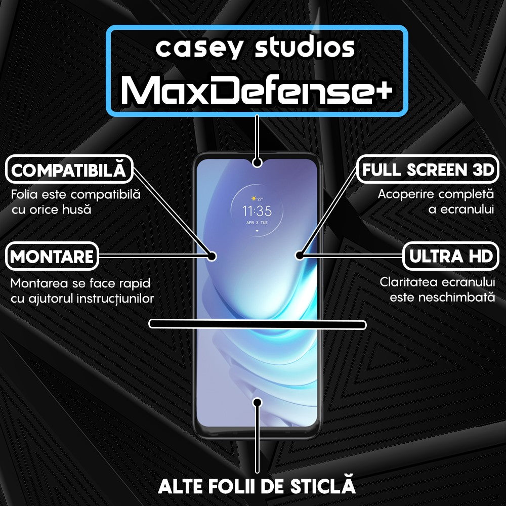 Folie Sticla MaxDefense+ - Motorola Moto G50 - Negru