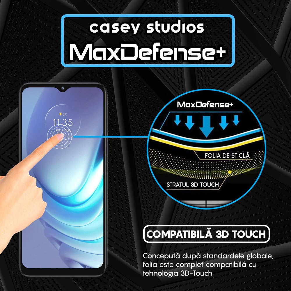 Folie Sticla MaxDefense+ - Motorola Moto G50 - Negru