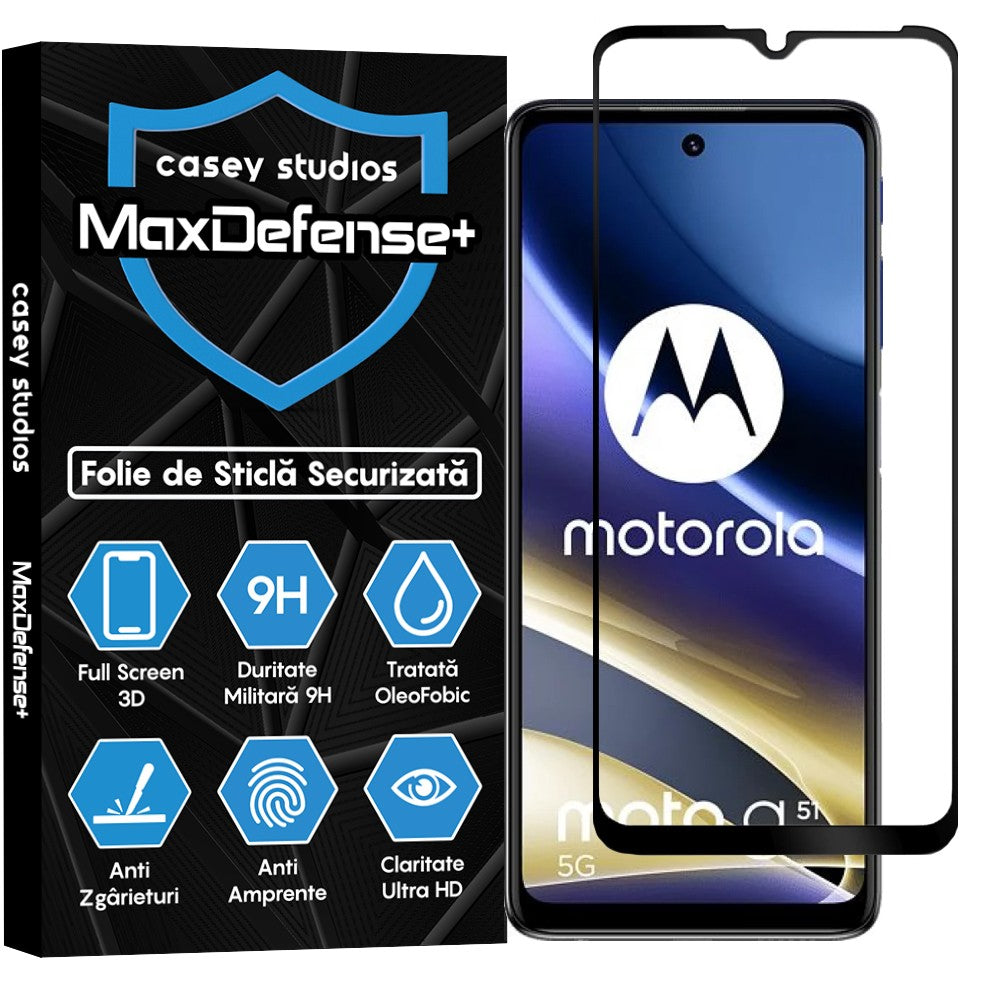 Folie Sticla MaxDefense+ - Motorola Moto G51 5G - Negru