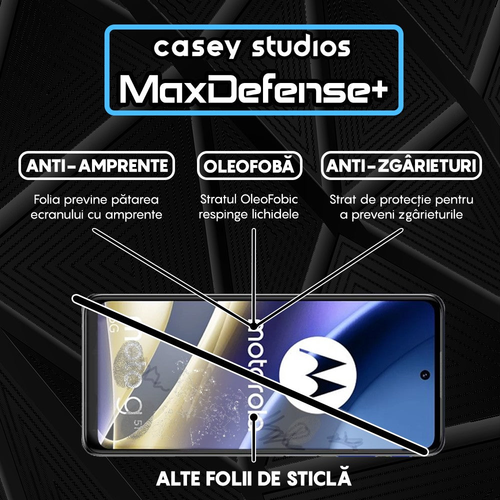 Folie Sticla MaxDefense+ - Motorola Moto G51 5G - Negru