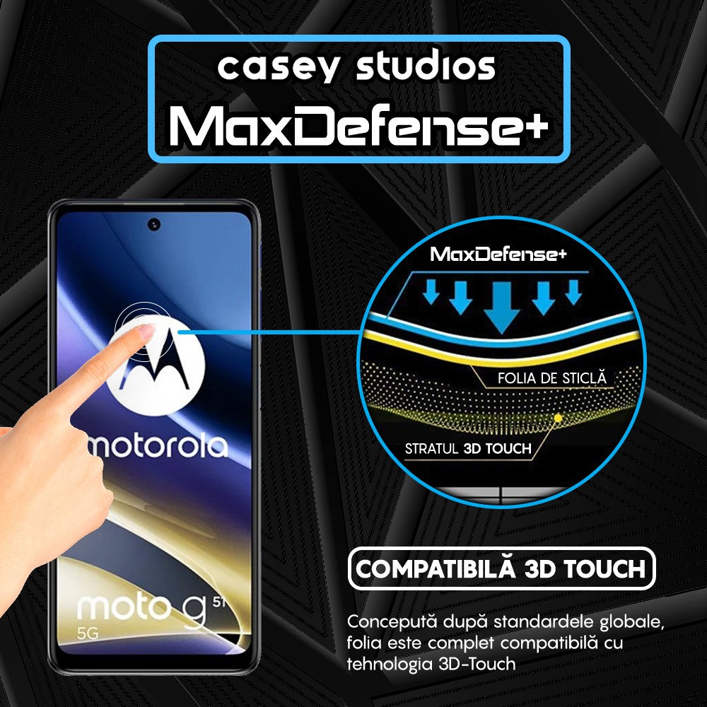 Folie Sticla MaxDefense+ - Motorola Moto G51 5G - Negru