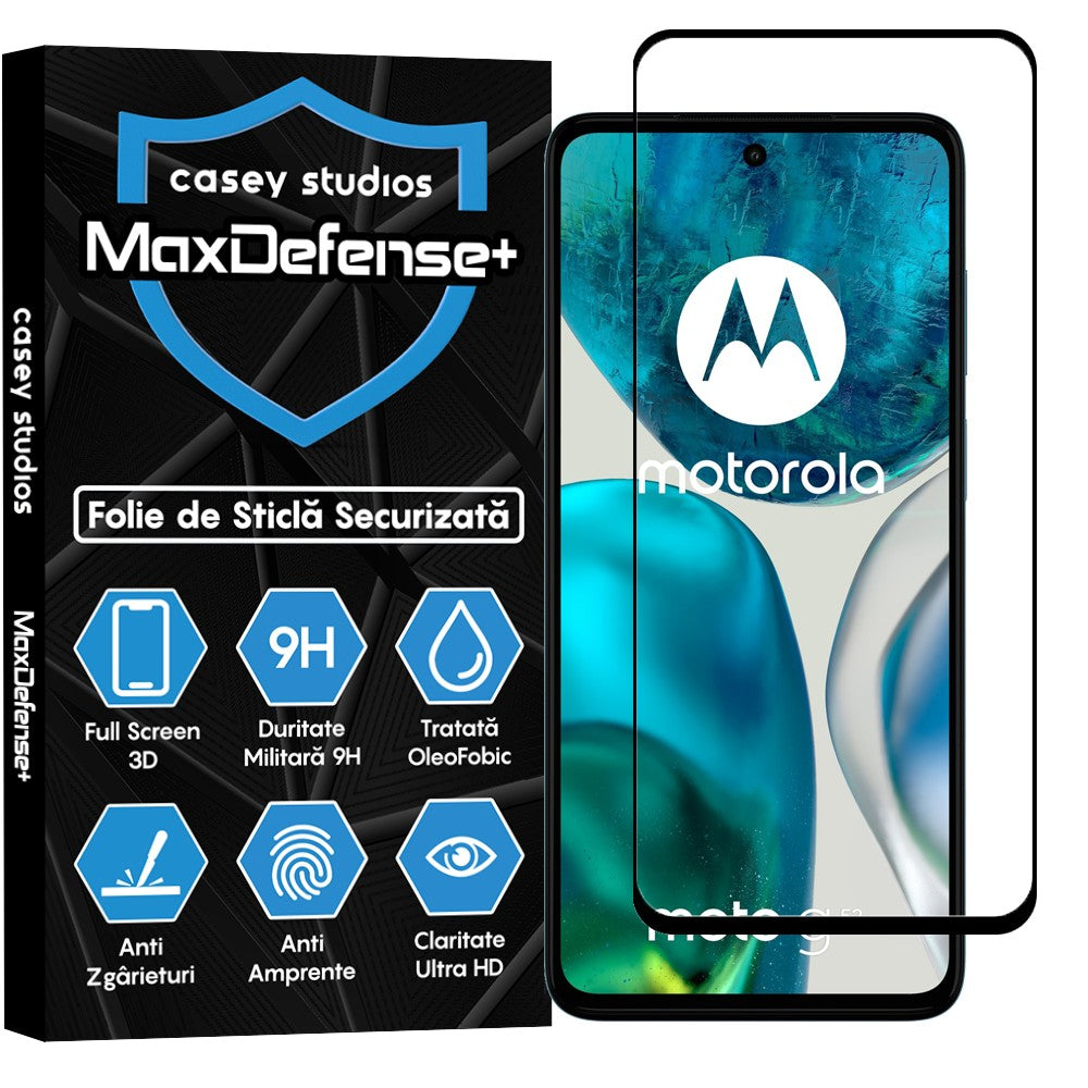 Folie Sticla MaxDefense+ - Motorola Moto G52/Moto G82 5G - Negru