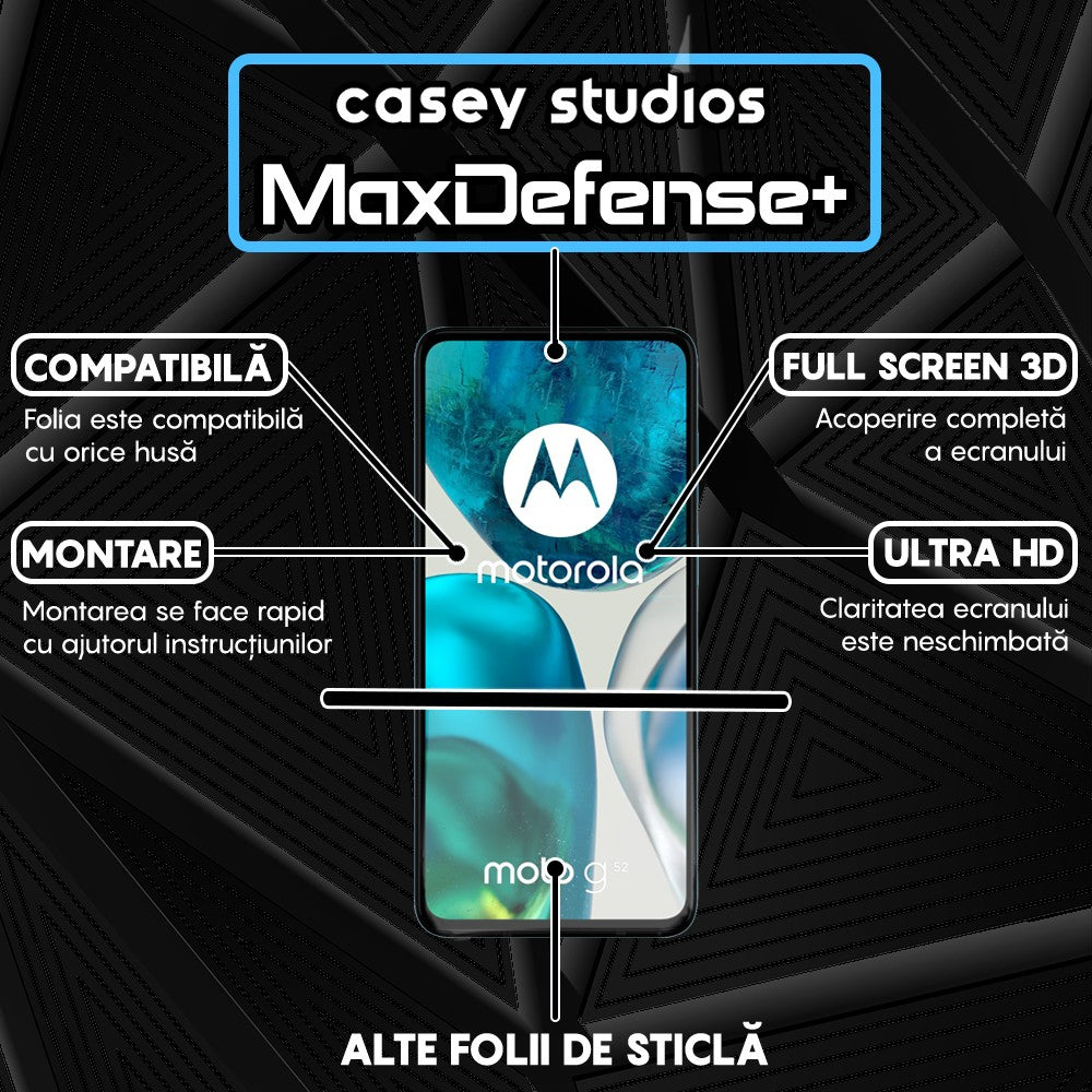 Folie Sticla MaxDefense+ - Motorola Moto G52/Moto G82 5G - Negru