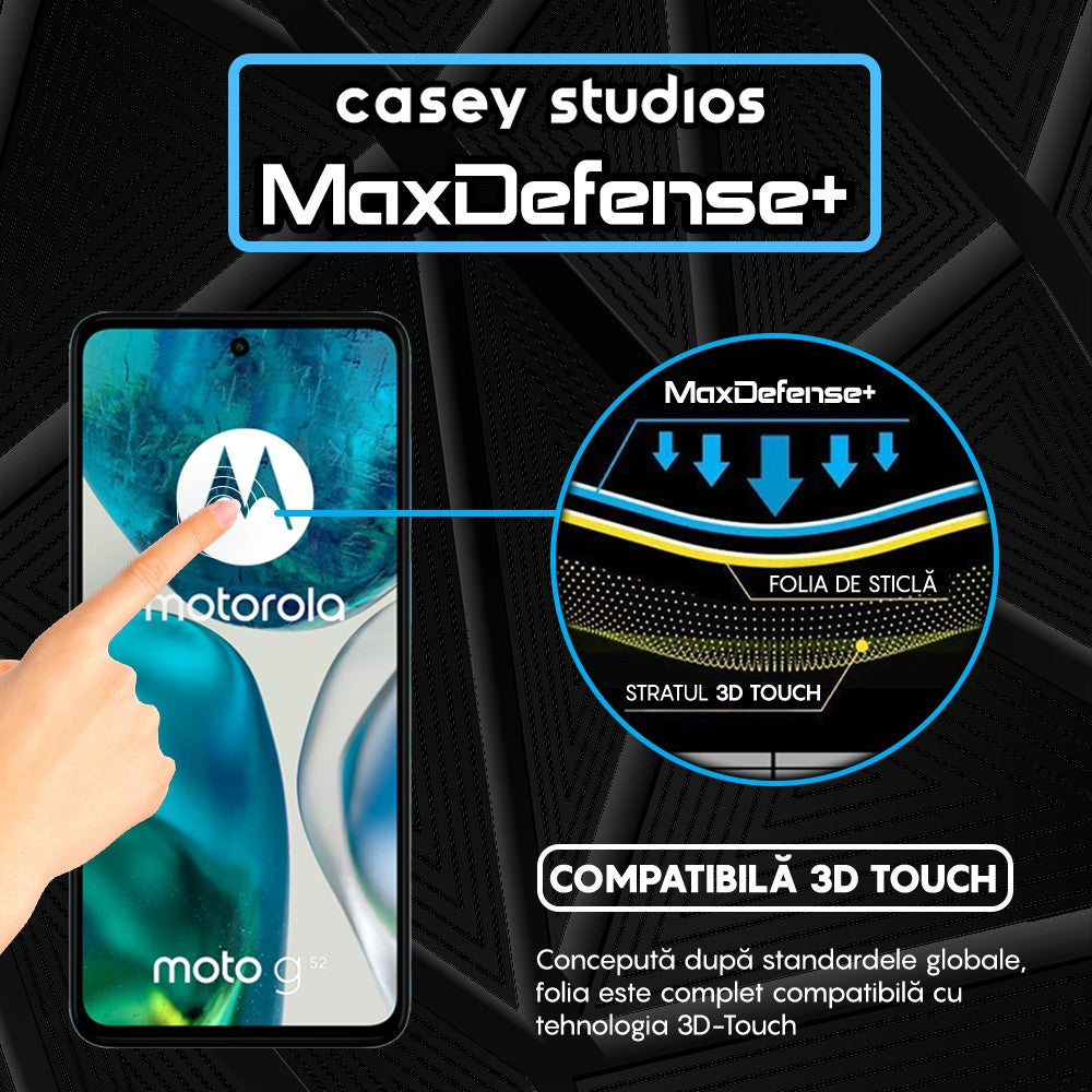 Folie Sticla MaxDefense+ - Motorola Moto G52/Moto G82 5G - Negru