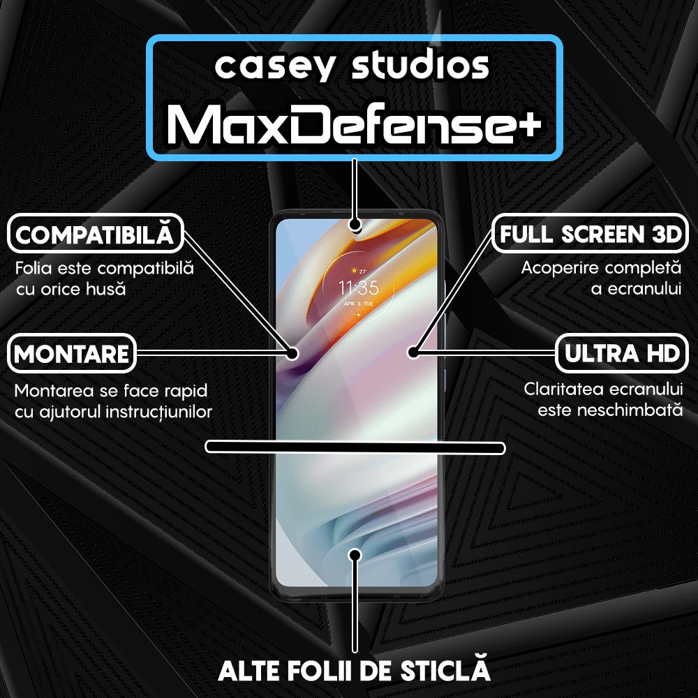 Folie Sticla MaxDefense+ - Motorola Moto G60/Moto G60S - Negru