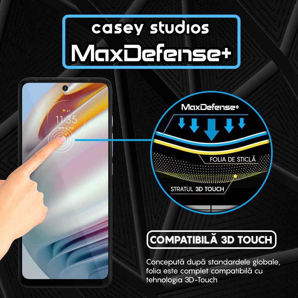 Folie Sticla MaxDefense+ - Motorola Moto G60/Moto G60S - Negru