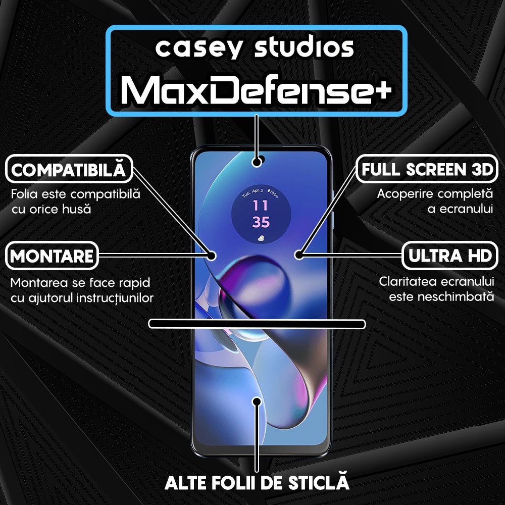 Folie Sticla MaxDefense+ - Motorola Moto G64 - Negru