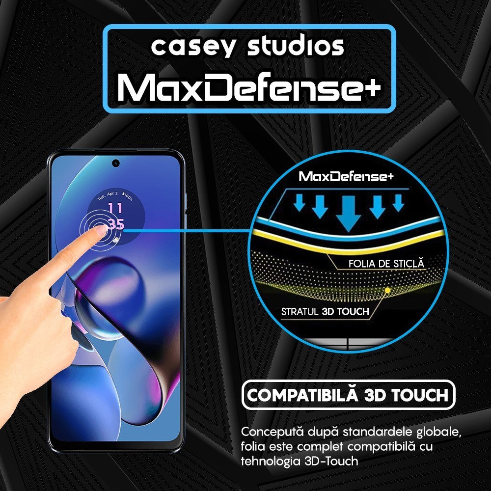 Folie Sticla MaxDefense+ - Motorola Moto G64 - Negru