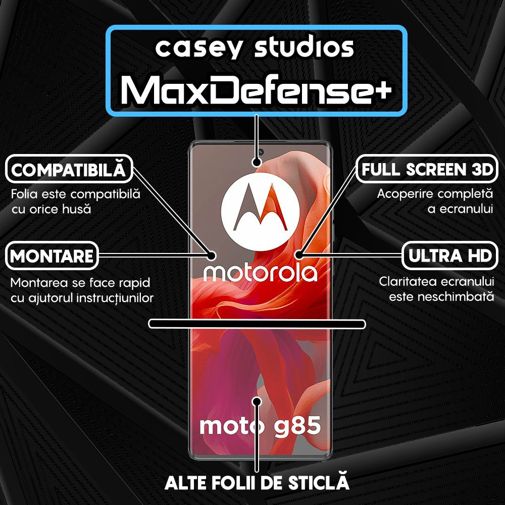 Folie Sticla MaxDefense+ - Motorola Moto G85 - Negru