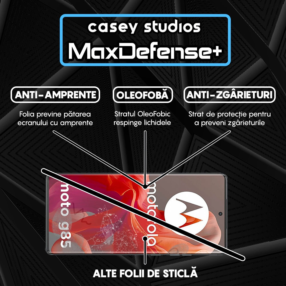 Folie Sticla MaxDefense+ - Motorola Moto G85 - Negru