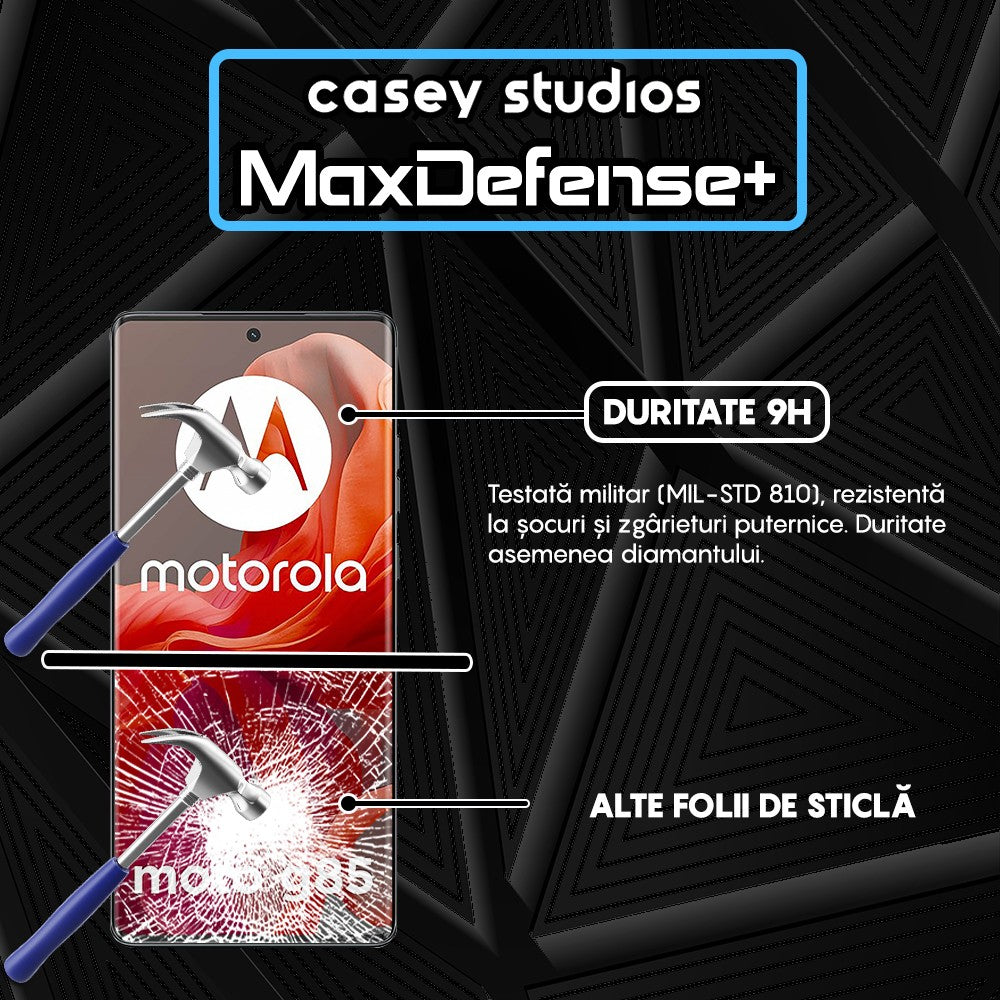 Folie Sticla MaxDefense+ - Motorola Moto G85 - Negru