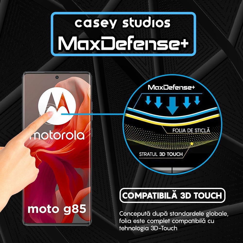 Folie Sticla MaxDefense+ - Motorola Moto G85 - Negru