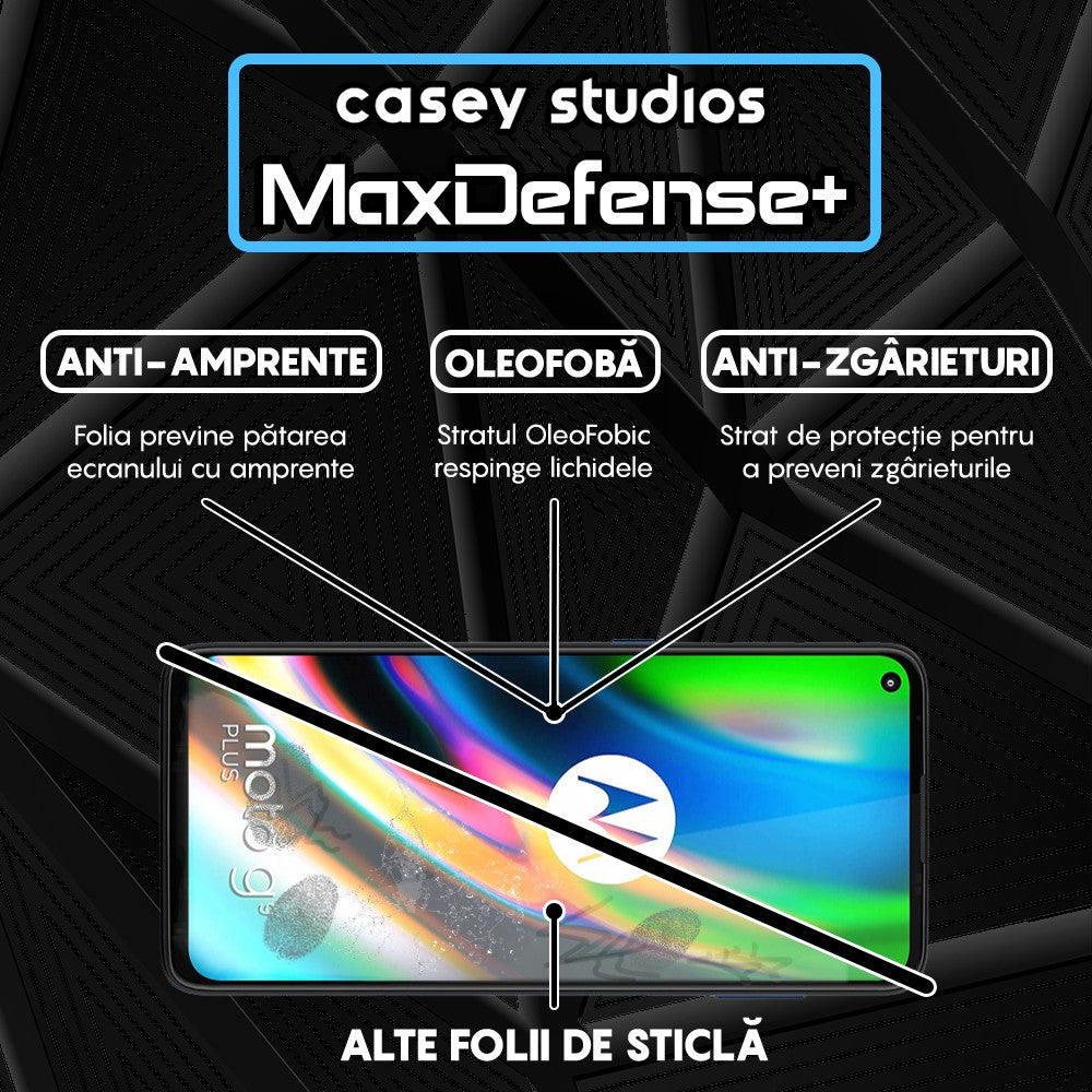 Folie Sticla MaxDefense+ - Motorola Moto G9 Plus - Negru
