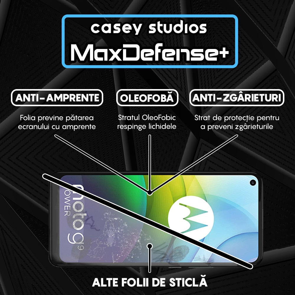 Folie Sticla MaxDefense+ - Motorola Moto G9 Power - Negru