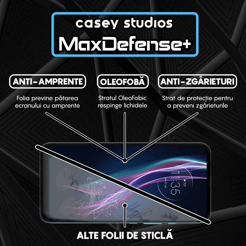 Folie Sticla MaxDefense+ - Motorola Moto One Fusion Plus - Negru