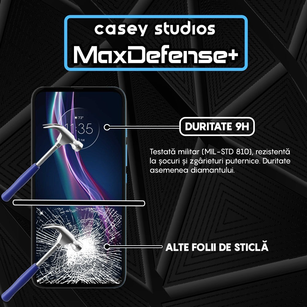 Folie Sticla MaxDefense+ - Motorola Moto One Fusion Plus - Negru