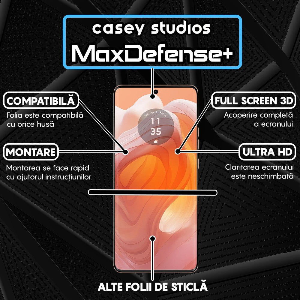 Folie Sticla MaxDefense+ - Motorola Moto X50 Ultra - Negru