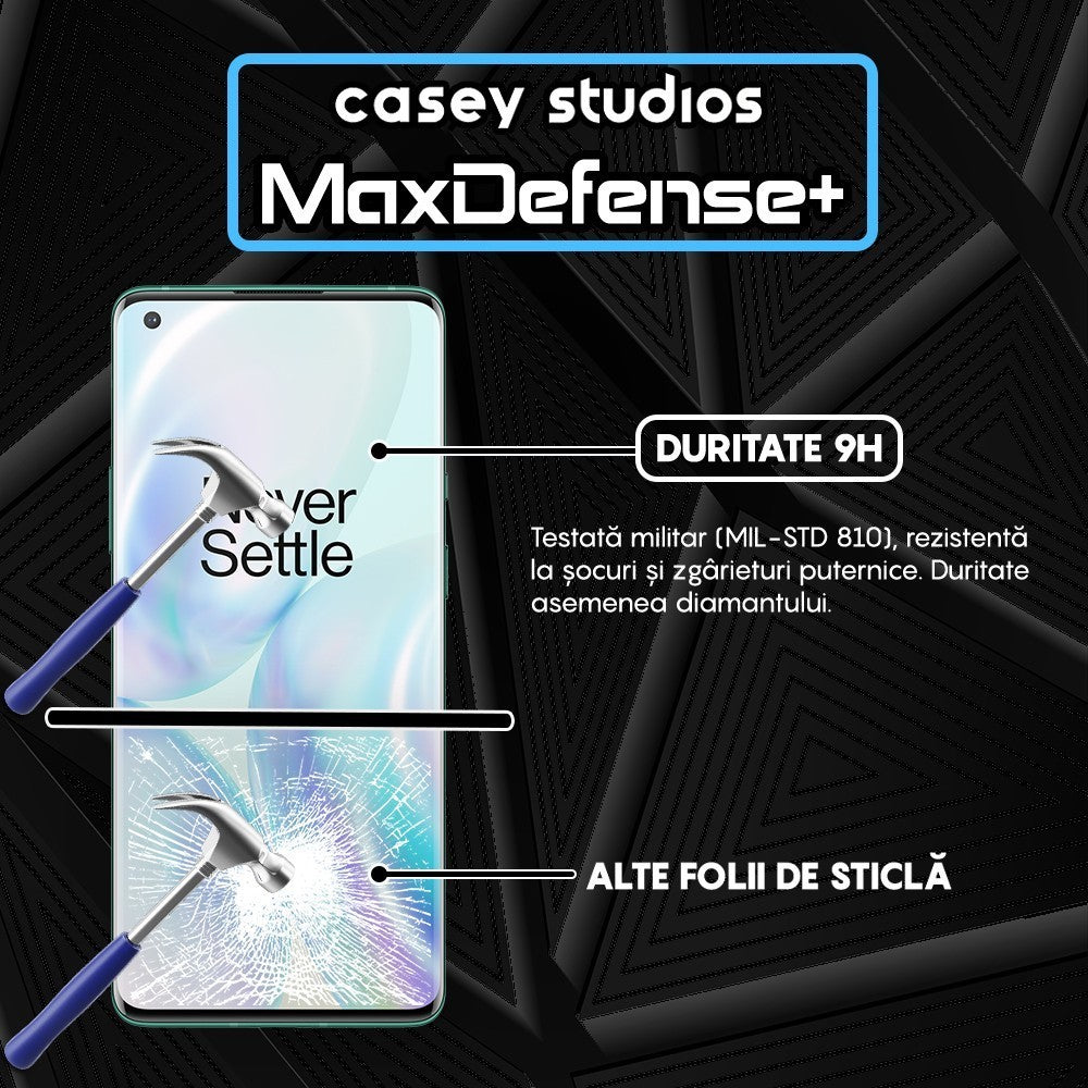 Folie Sticla MaxDefense+ - OnePlus 8 - Negru