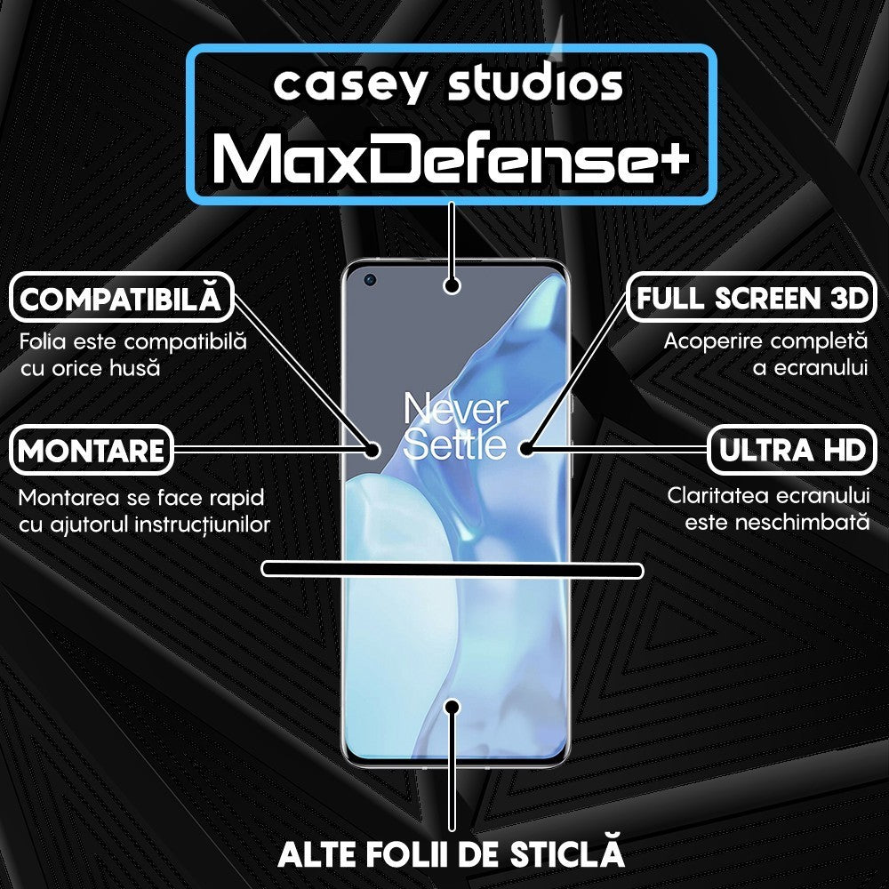 Folie Sticla MaxDefense+ - OnePlus 9 - Negru