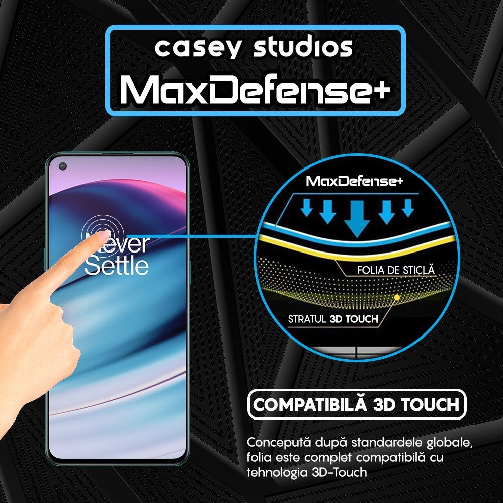 Folie Sticla MaxDefense+ - OnePlus Nord 2T/Nord CE 5G - Negru