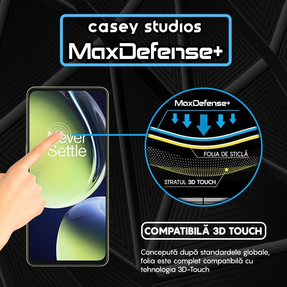 Folie Sticla MaxDefense+ - OnePlus Nord CE3 - Negru