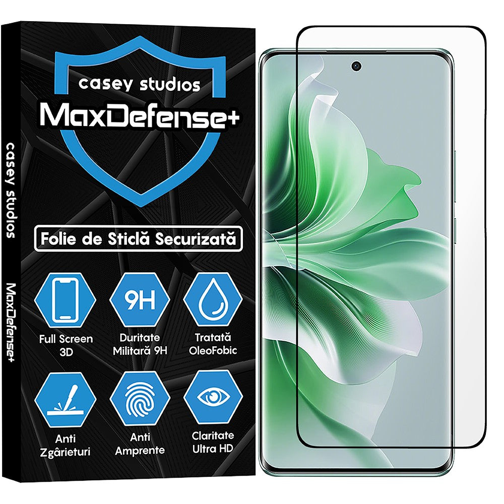 Folie Sticla MaxDefense+ - Oppe Reno11 F - Negru