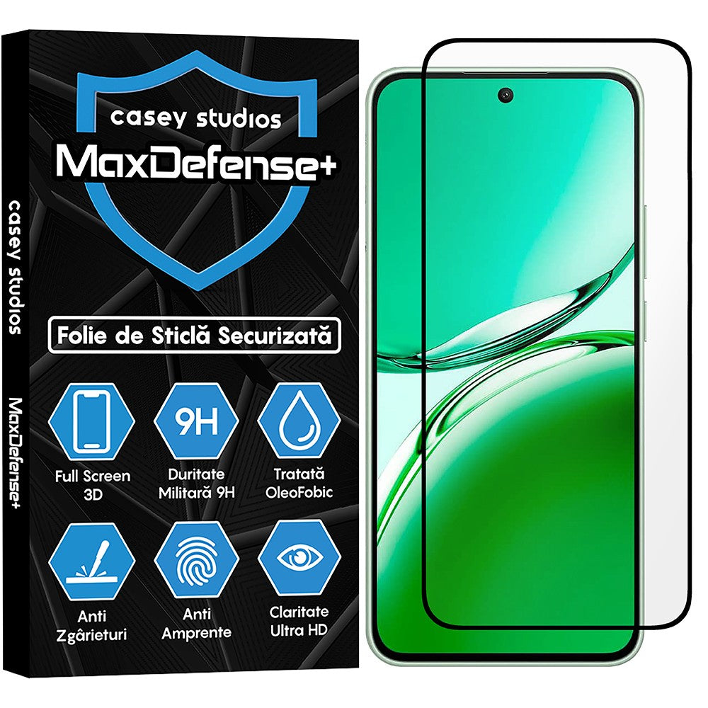 Folie Sticla MaxDefense+ - Oppo A3 - Negru