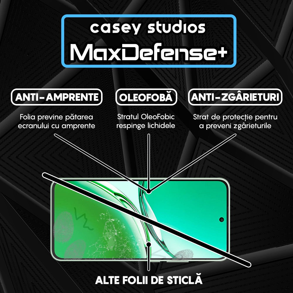 Folie Sticla MaxDefense+ - Oppo A3 - Negru