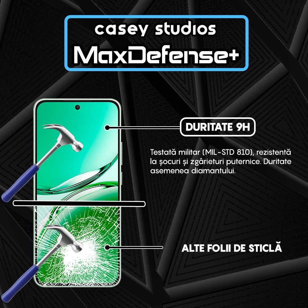 Folie Sticla MaxDefense+ - Oppo A3 - Negru