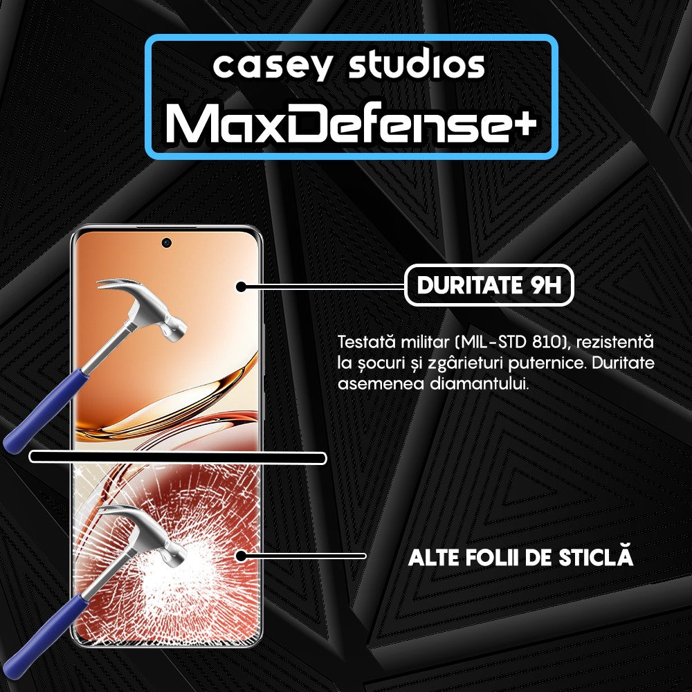 Folie Sticla MaxDefense+ - Oppo A3 Pro - Negru