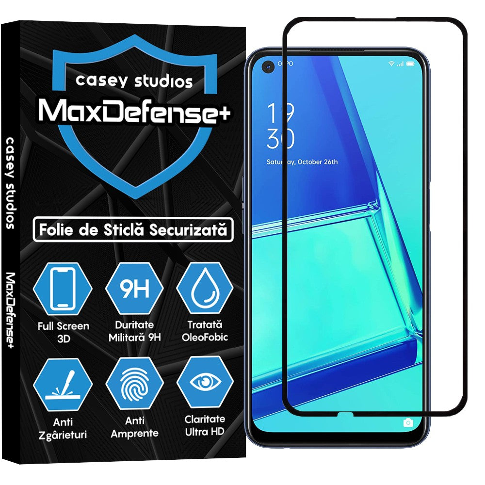 Folie Sticla MaxDefense+ - Oppo A52/A72 4G - Negru