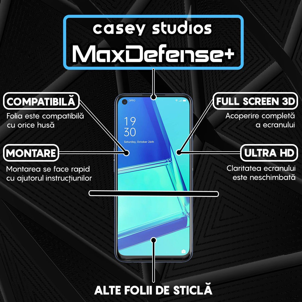 Folie Sticla MaxDefense+ - Oppo A52/A72 4G - Negru
