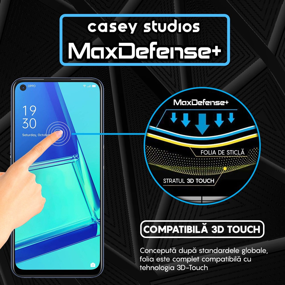 Folie Sticla MaxDefense+ - Oppo A52/A72 4G - Negru