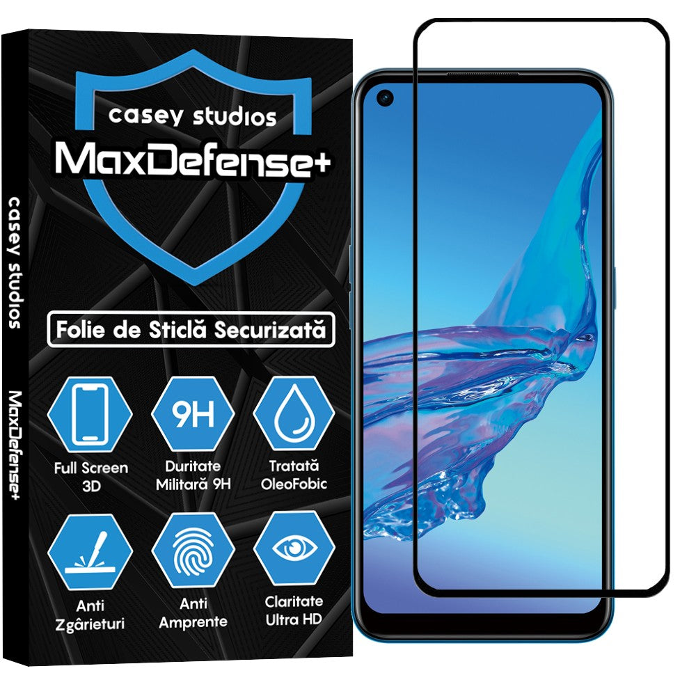 Folie Sticla MaxDefense+ - Oppo A53/A53s - Negru