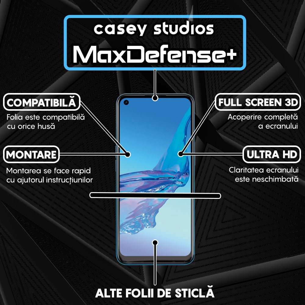 Folie Sticla MaxDefense+ - Oppo A53/A53s - Negru
