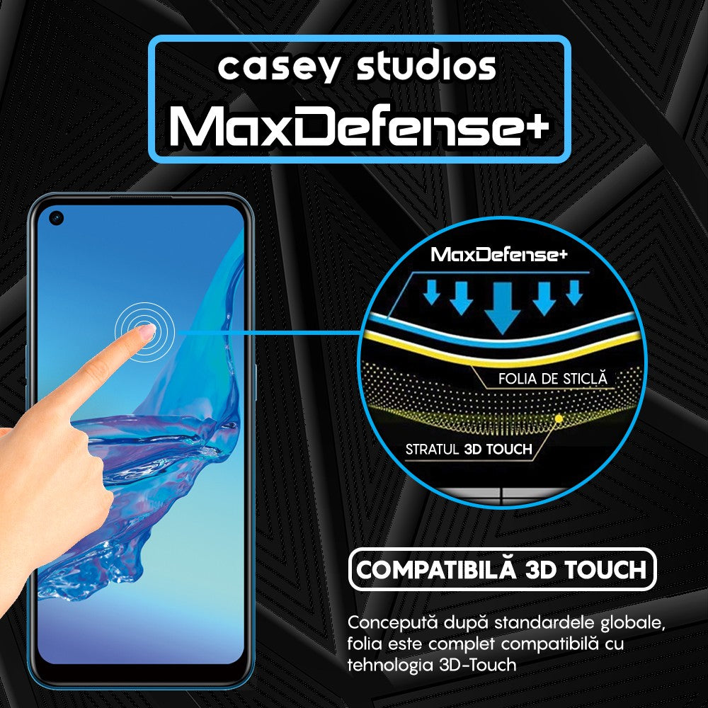 Folie Sticla MaxDefense+ - Oppo A53/A53s - Negru