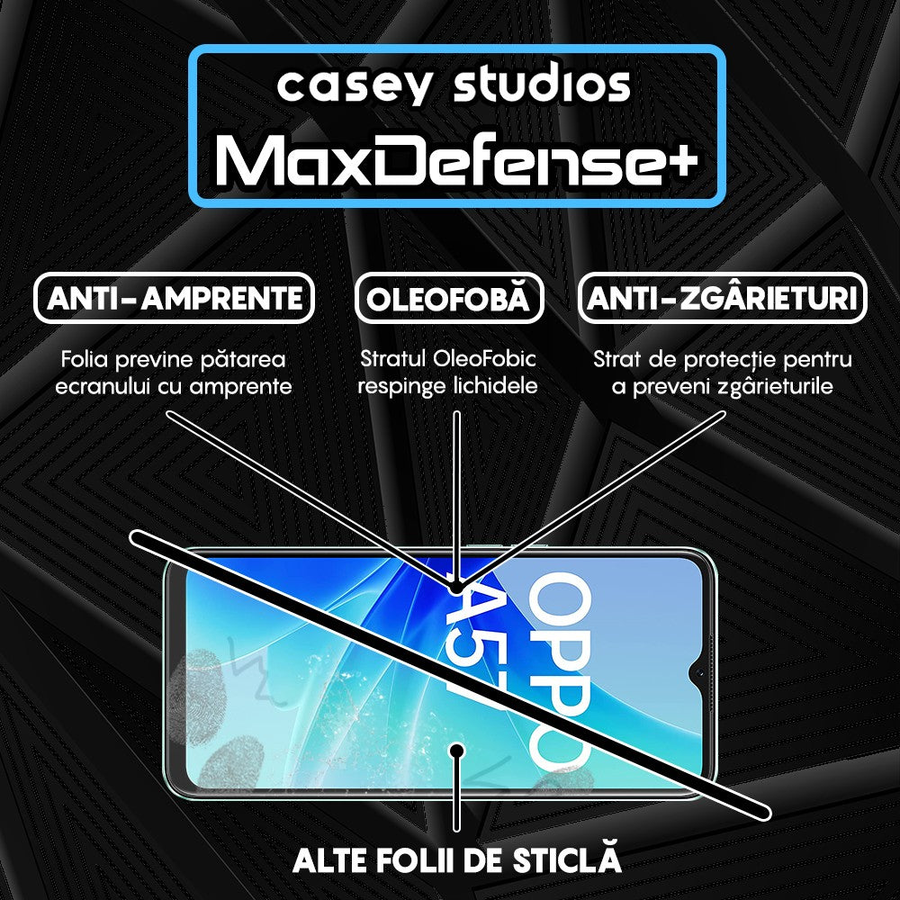 Folie Sticla MaxDefense+ - Oppo A57 4G - Negru