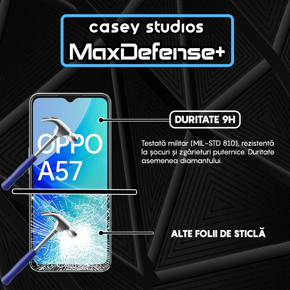 Folie Sticla MaxDefense+ - Oppo A57 4G - Negru