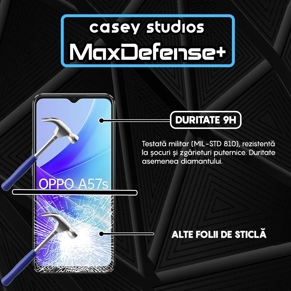 Folie Sticla MaxDefense+ - Oppo A57s - Negru