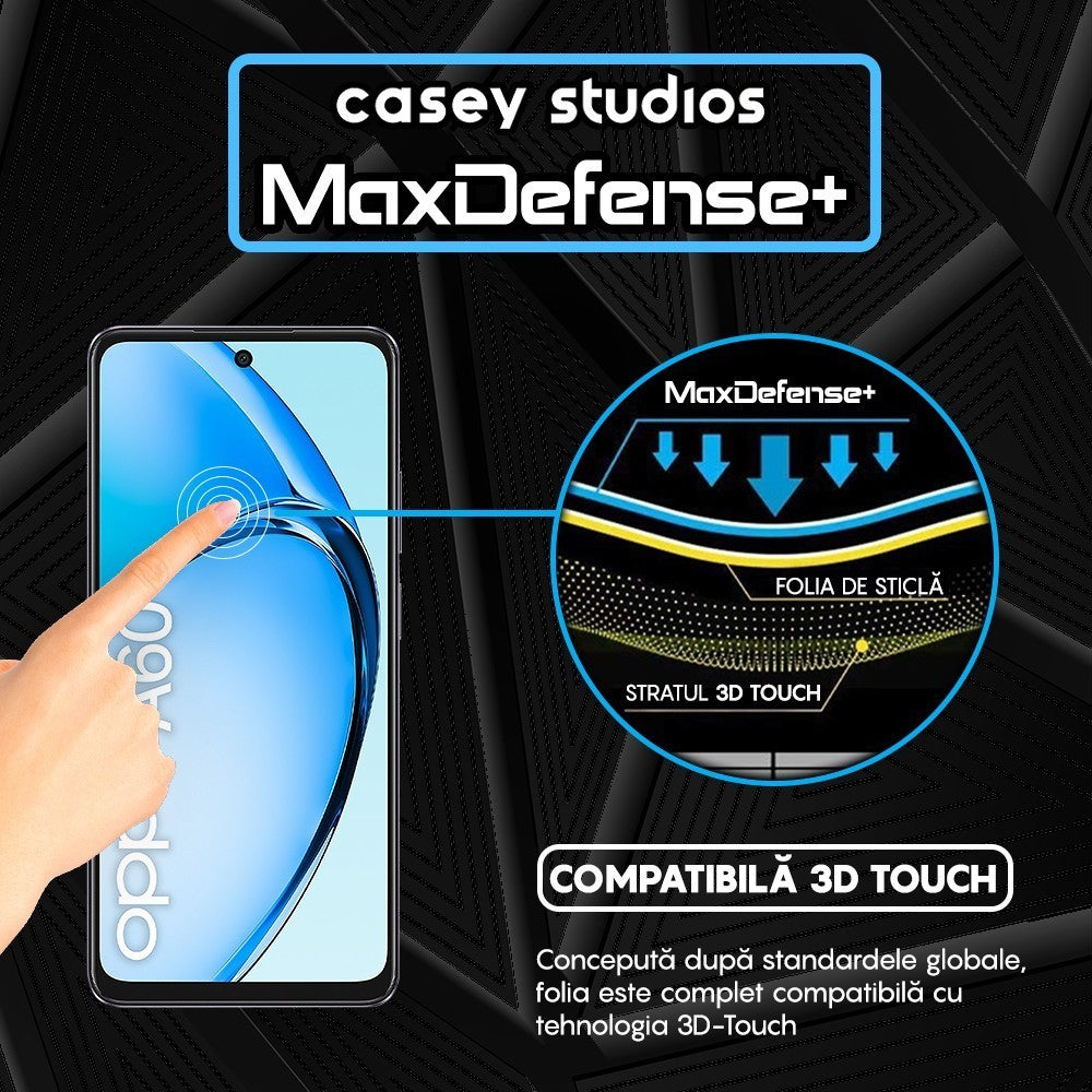 Folie Sticla MaxDefense+ - Oppo A60 - Negru