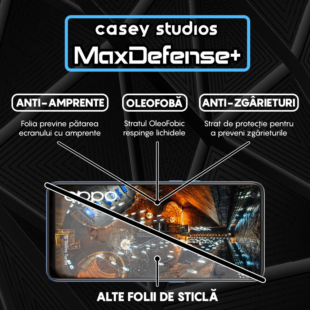 Folie Sticla MaxDefense+ - Oppo A74 4G/A94 4G/A94 5G/A95/Find X5 Lite/Reno5 Lite/Reno5 Lite/Reno5 Z/Reno7 5G - Negru