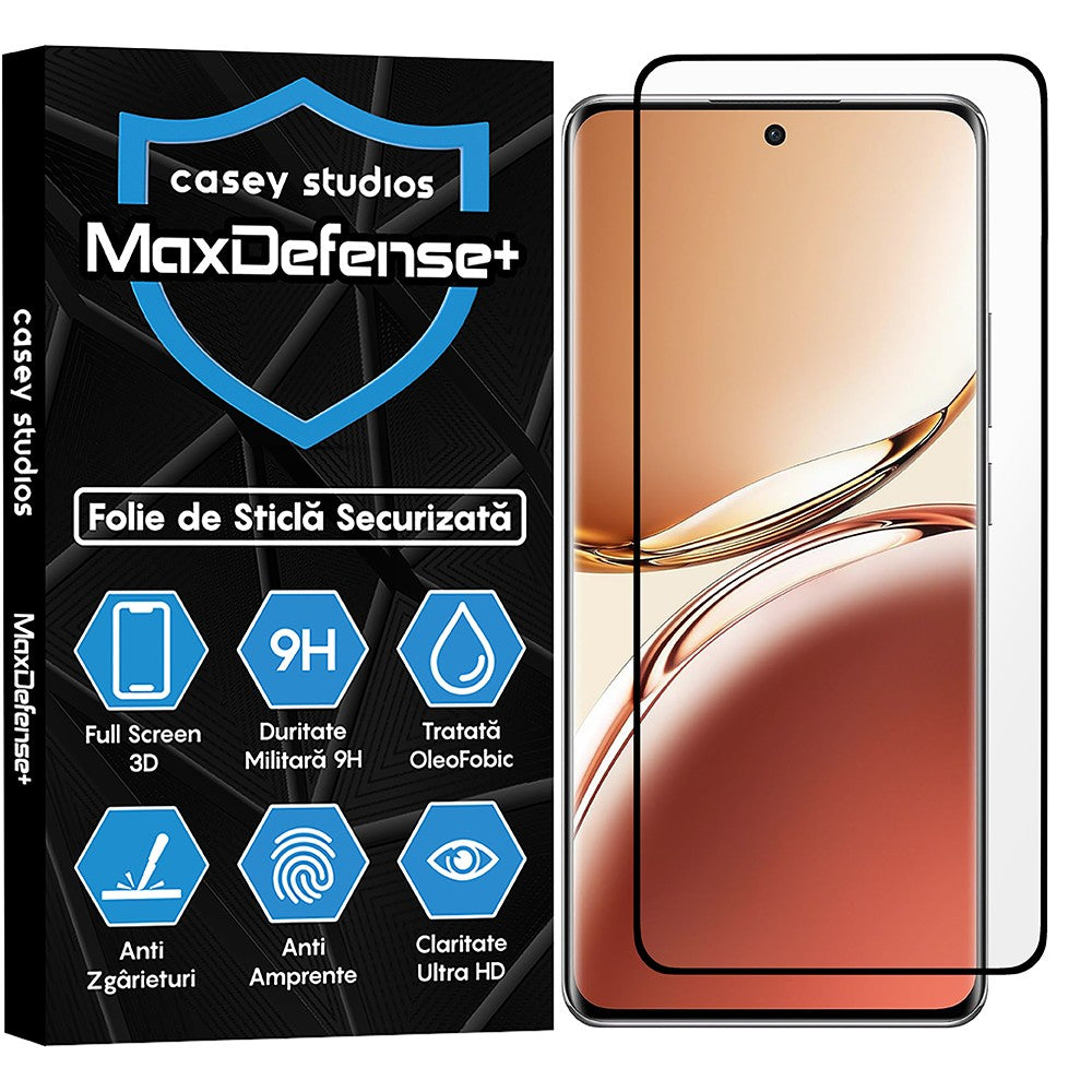 Folie Sticla MaxDefense+ - Oppo F27 Pro Plus - Negru