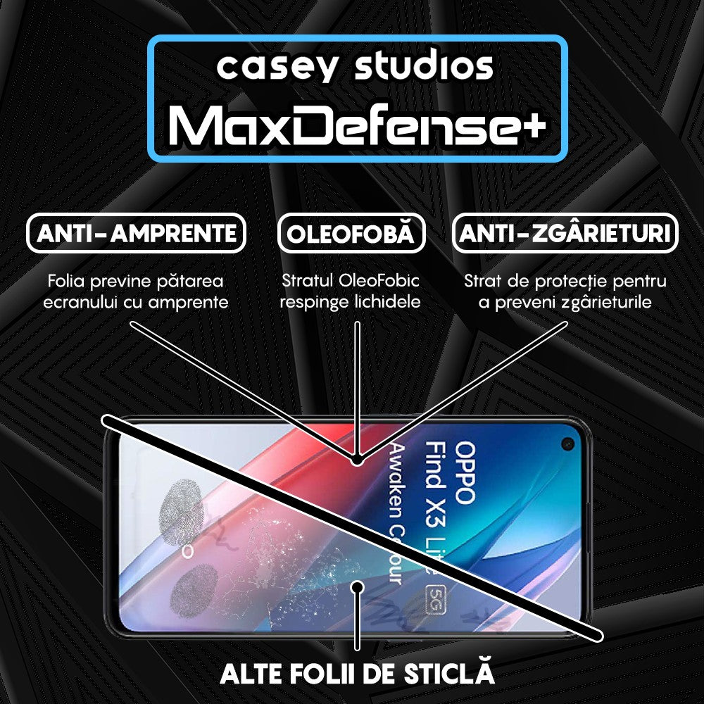 Folie Sticla MaxDefense+ - Oppo Find X3 Lite/Reno5 5G - Negru