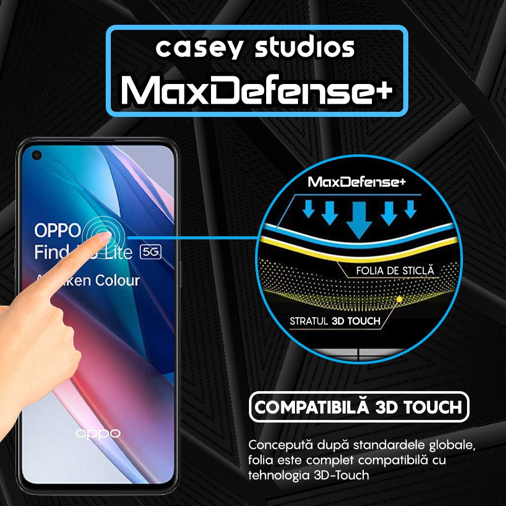 Folie Sticla MaxDefense+ - Oppo Find X3 Lite/Reno5 5G - Negru