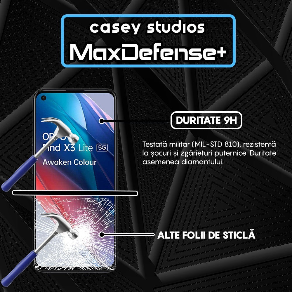 Folie Sticla MaxDefense+ - Oppo Find X3 Lite/Reno5 5G - Negru