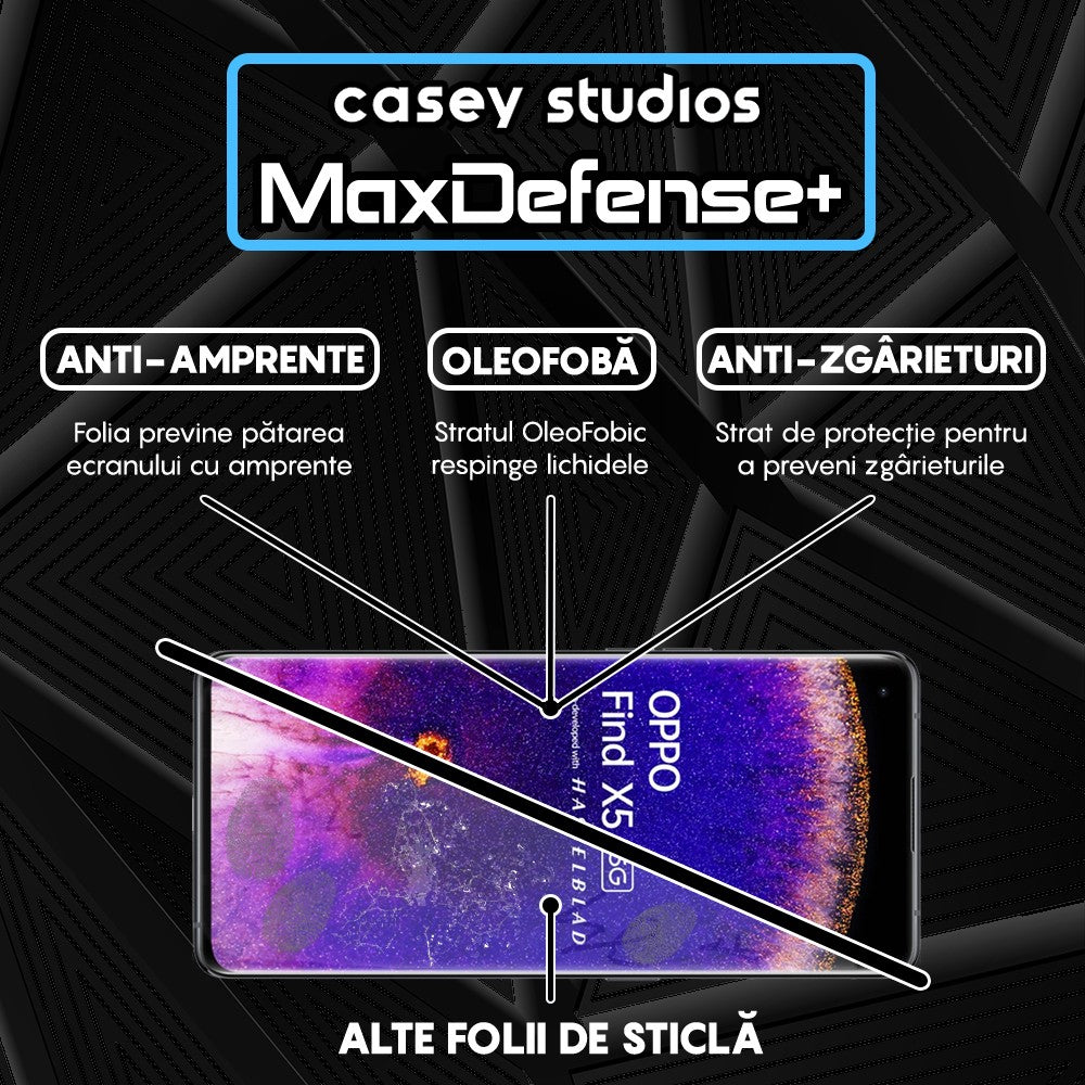 Folie Sticla MaxDefense+ - Oppo Find X5 Pro - Negru
