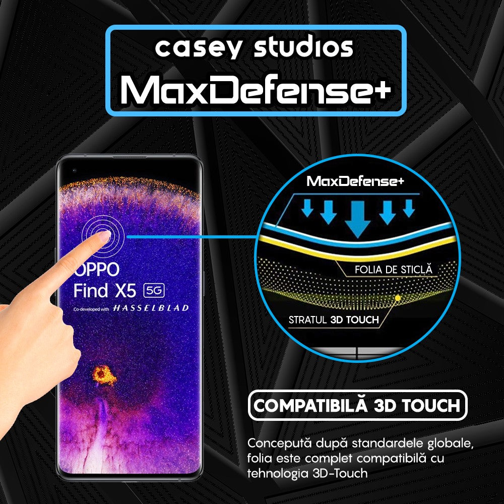 Folie Sticla MaxDefense+ - Oppo Find X5 Pro - Negru
