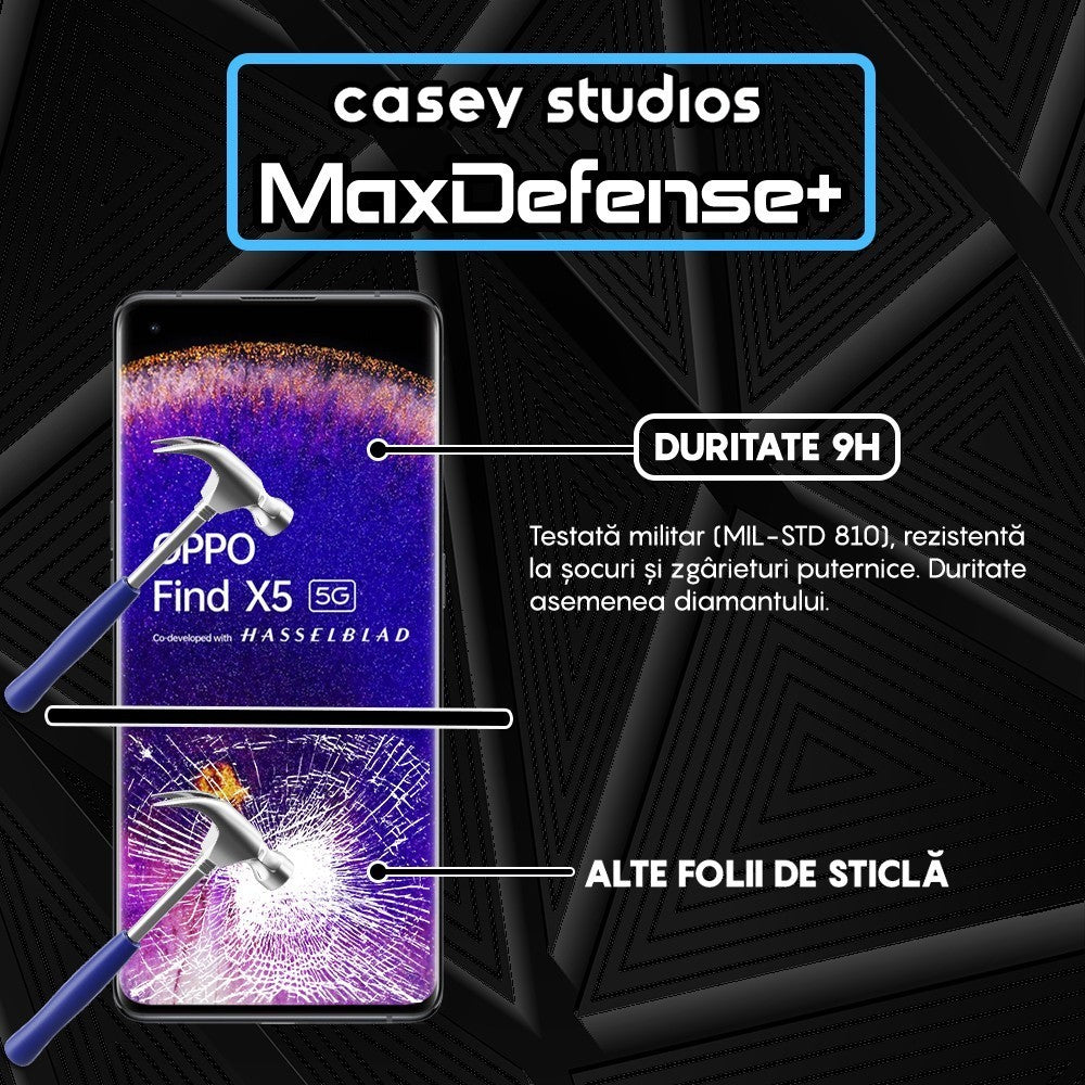 Folie Sticla MaxDefense+ - Oppo Find X5 Pro - Negru